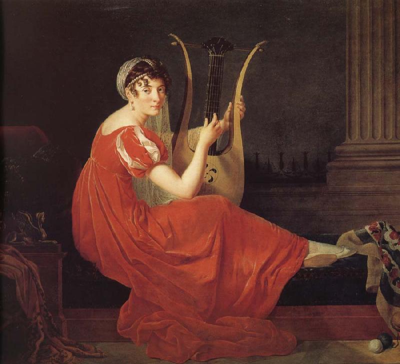 unknow artist Portrait of lady with play harp